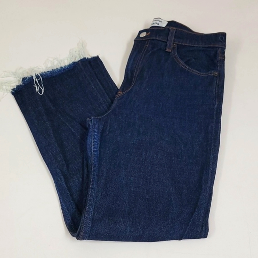 REFORMATION Women's Liza High Rise Straight Denim Raw Hem Jeans in Hayes wash